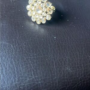 Gold-Tone Floral Cluster Ring with Clear Stones - Women Jewelry
